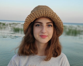 Raffia hat, Womens straw hat, Sun hat, Crochet bucket hat, Raffia, Beach hat, Panama, Boho, Eco friendly, Gift for her, Crochet gifts, Eco