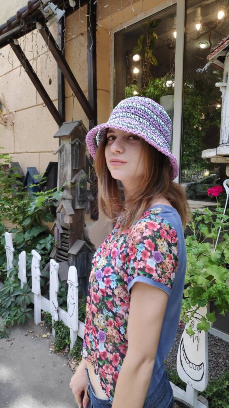 Raffia hat, Beach hat, Bucket hats, Crochet hats, Straw hat, Boho hat, Panama, Stand with Ukraine, Fashion hat, Gift for her, Natural, Eco image 1