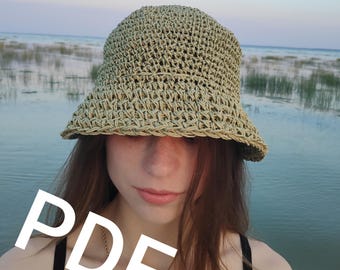 PDF Schema pattern, Raffia hat, Crochet Pattern, Boho hat, Crochet Bucket hats, Beach hat, Fashion hat