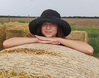 Wide brim hat, Raffia, Beach hat, Sun hats, Womens straw hat, Boho hat, Fashion hat, Crochet hats, Eco-friendly, Gift for her, Crochet art