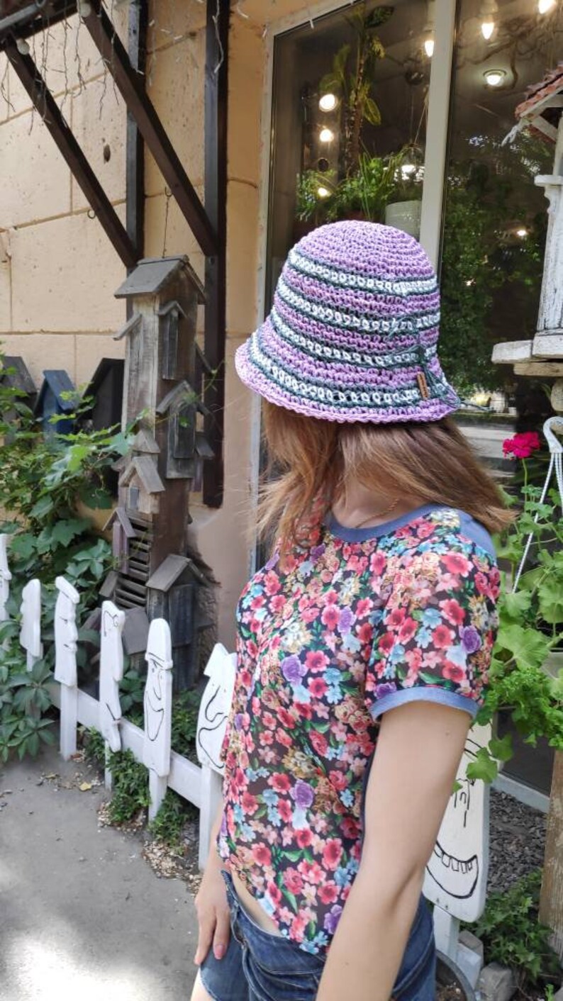 Raffia hat, Beach hat, Bucket hats, Crochet hats, Straw hat, Boho hat, Panama, Stand with Ukraine, Fashion hat, Gift for her, Natural, Eco image 7