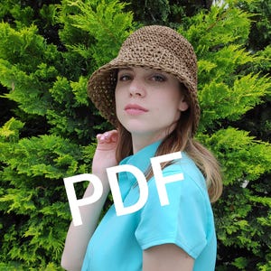 PDF Schema pattern, Boho hat, Raffia hat, Fashion hat, Crochet Pattern, Crochet Bucket hats, Beach hat
