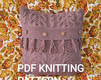 Patrón de punto PDF, Funda de almohada boho beige, Funda de cojín de punto de cable, Funda de almohada de punto, Fundas de almohada de tiro, Almohada de silla, Decoración del hogar