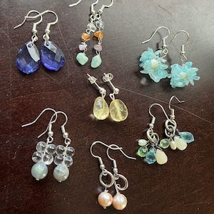 Earrings Special Value Lot including Real Pearls, Semi precious stones, Crystals: Set 2