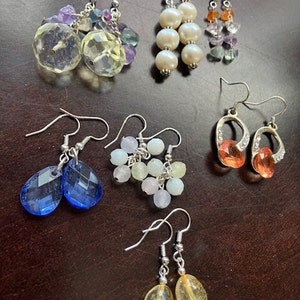 Earrings Special Value Lot including Real Pearls, Semi precious stones, Crystals: Set 3