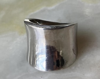 925 Sterling Silver PAJ Thick & Wide Band Ring Size 7.75, 8.1g