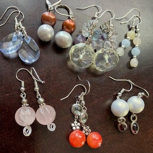 Earrings Special Value Lot including Real Pearls, Semi precious stones, Crystals: Set 5