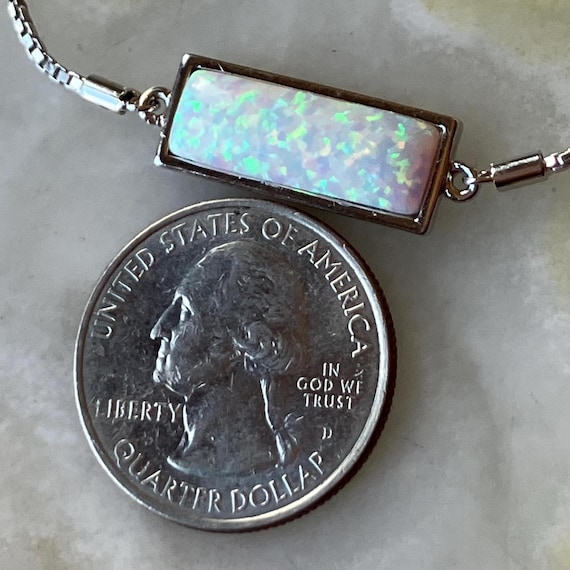 925 Sterling Silver Rectangle White Opal Adjustab… - image 5