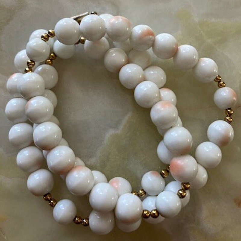 Collier En Corail Peau D'Ange - Corail Rose Naturel, 56-60 Cm, Vintage Et D'occasion