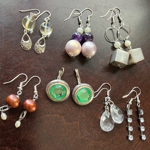 Earrings Special Value Lot including 925 silver, Real Pearls, Semi precious stones, Crystals: Set 4