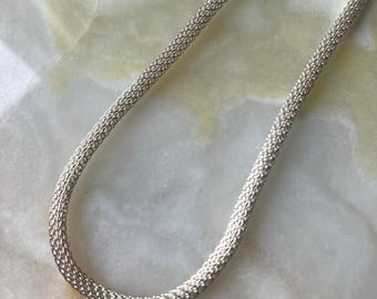 925 ITALY Sterling Silver 5mm Mesh Chain 15" Unisex Necklace, marked 925, 17g
