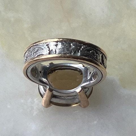 Vintage 925 Silver Thick Ring With Big Faceted Citrine, Diamonds, and Gold Hemmed, Marked 925, Sz 7. One of the Diamonds is Missing. - Etsy Vintage 925 Silver Thick Ring With Big Faceted Citrine, Diamonds, and Gold Hemmed, Marked 925, Sz 7. One of the Diamonds is Missing. - Etsy