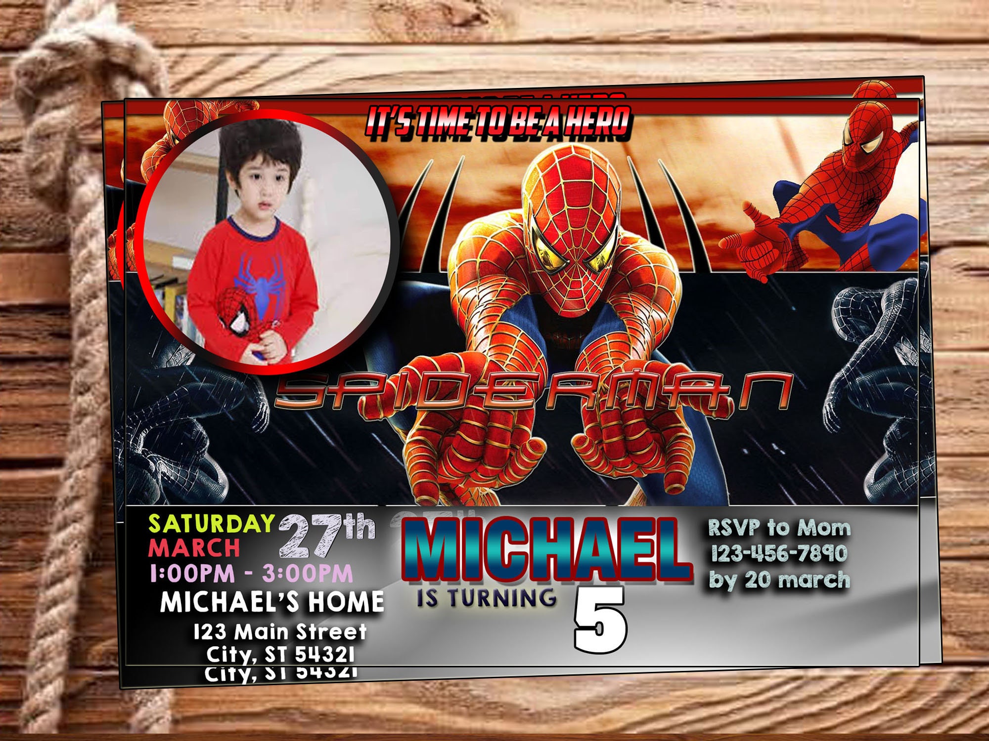 Spiderman Birthday Invitation Spiderman Birthday Spiderman | Etsy