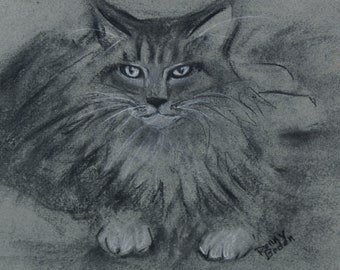 Gaurdians of the dead black and white hand drawn illustration traditional charcoal art macabre dark artwork forest cat cats woods trees