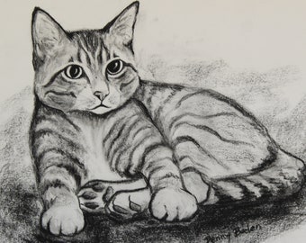Gaurdians of the dead black and white hand drawn illustration traditional charcoal art macabre dark artwork forest cat cats woods trees