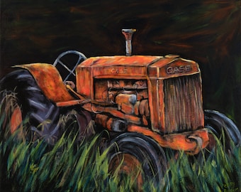 Original Tractor Painting | Tractor Picture | Farm Equipment | Grandpa Farmer Gift | Country Life Farm Scene | Old Farm Pic | Autoart