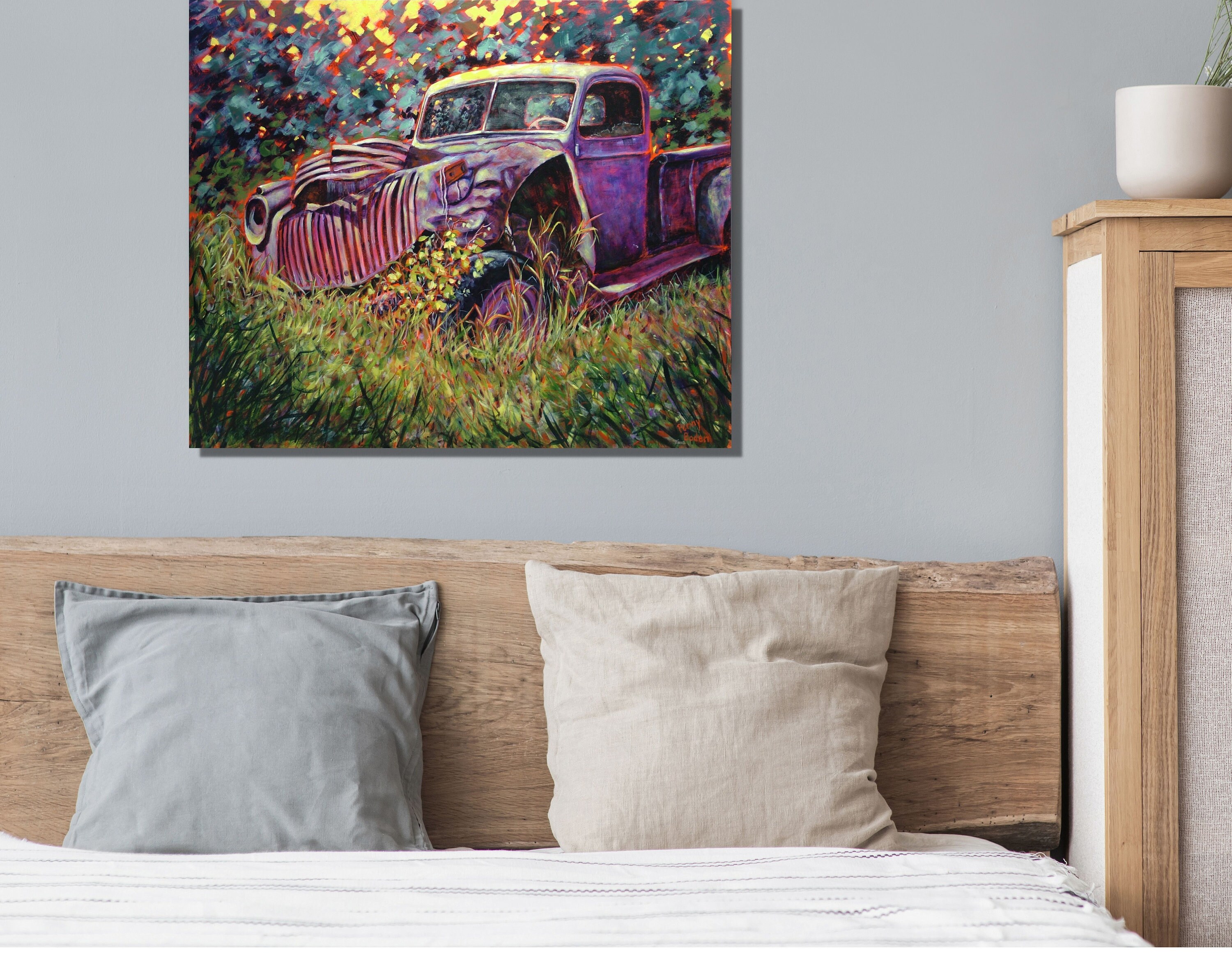 Chevy Truck Wall Art Old Truck Painting Pick Up Truck Art Etsy