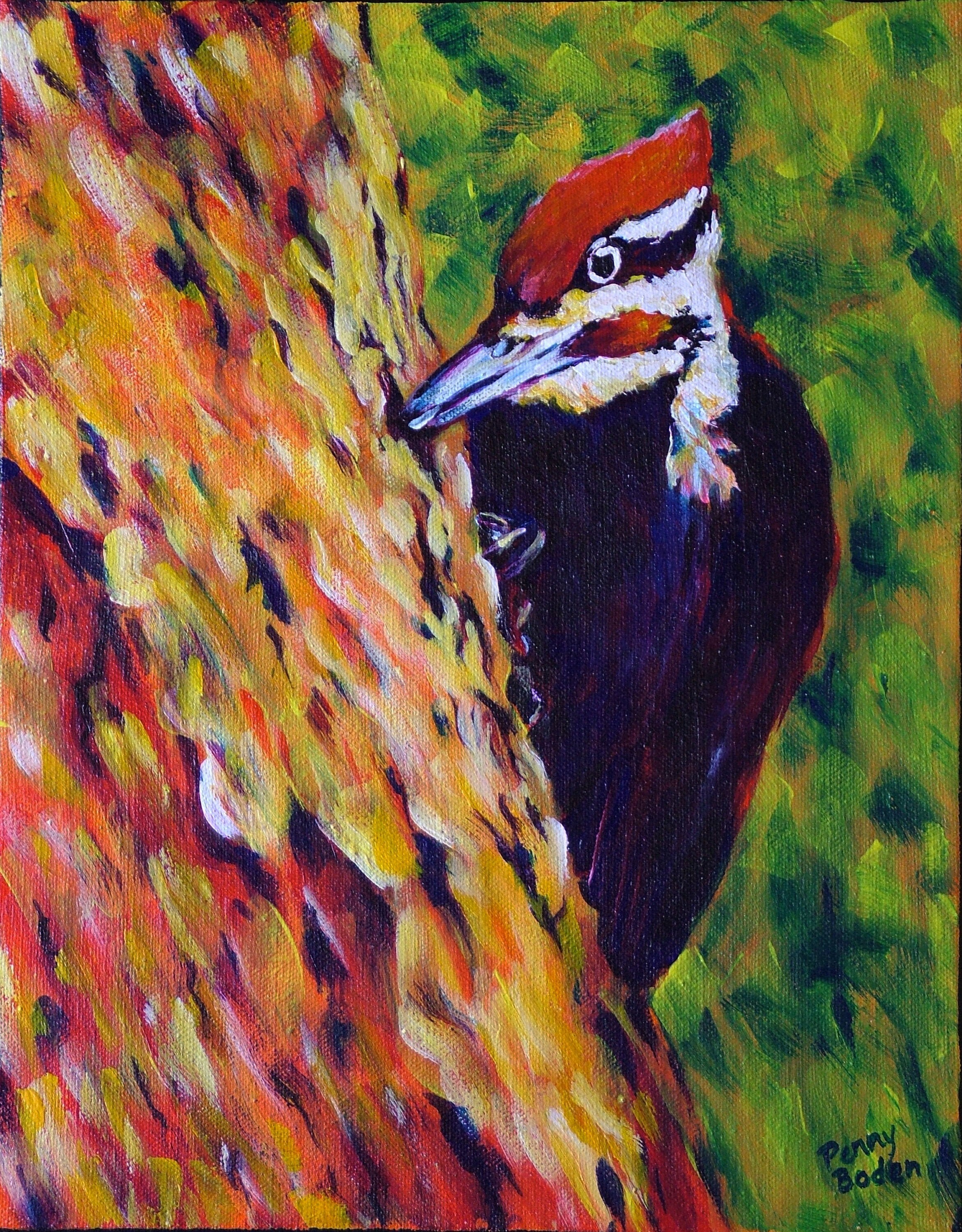 Woodpecker Painting Pileated Woodpecker Woodpecker Art Etsy