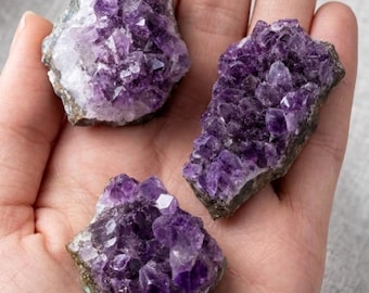 Set 3 Amethyst Rohsteine | Natürliche grobe lila Kristallsteine für Dekor, Heilung, Basteln