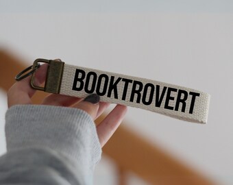 Booktrovert Keychain, 1 inch Cotton Lanyard, Book Lover Gift, Booktrovert Gift, Bookish Gift, Reading Gift, Christmas Gift For Book Lover