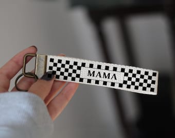 Llavero de mamá, llavero de mamá a cuadros, regalo del día de la madre, regalo de mamá, regalo de mamá, regalo para mamá, pulsera de mamá, regalo de mamá retro, cordón de algodón