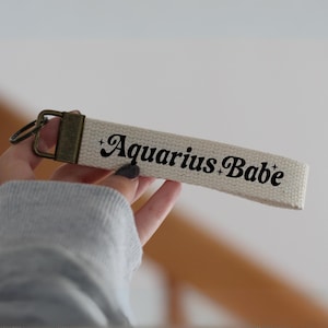 Aquarius Babe Key Fob, Aquarius Keychain, Aquarius Gift, Zodiac Gift, Astrology Gift, Zodiac Sign Keychain, Gift For Aquarius, Keyring