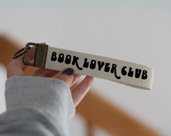 Book Lover Club Keychain, Book Gift, 1 inch Cotton Key Fob, Book Lover Gift, Bookish Gift, Teacher Gift, Gift For Book Lover