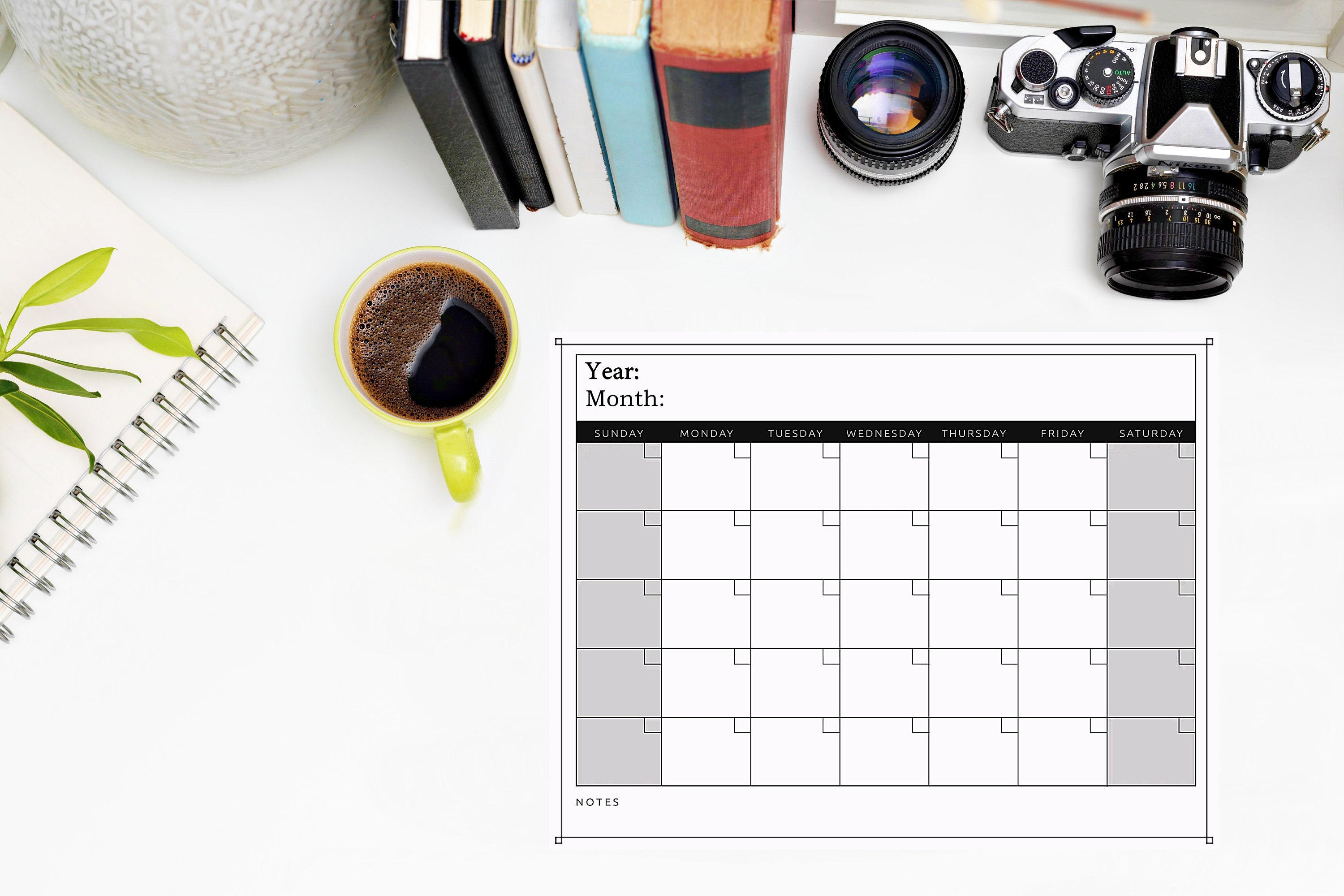 Printable Calendar | Blank Monthly and Weekly Formats | PDF Digital ...