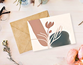 Minimalist Tulip everyday notecard printable download
