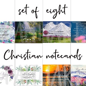 Printable notecards | 8 Lovely Christian theme notecards, digital download