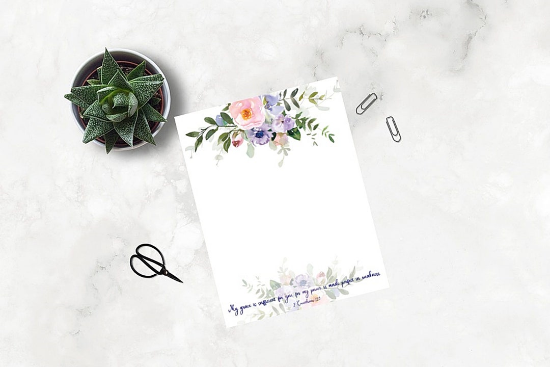 Printable Floral Scripture Stationery Set Digital Download - Etsy