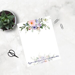 Printable Floral Scripture stationery set digital download