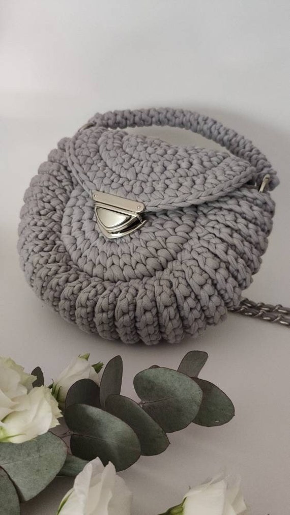 Crocheted shoulder bag. handbag. Crochet bag. Lady. Round bag. | Etsy