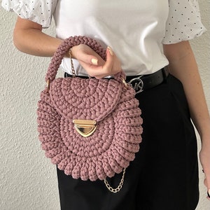 Crocheted shoulder bag. Handbag. Crochet bag. Women's bag. Round bag.