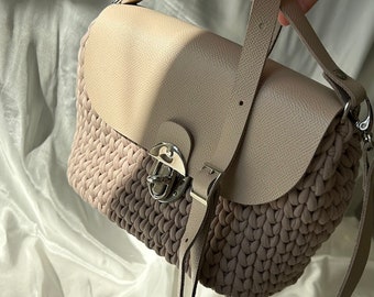 Shoulder bag Crossbody Handmade bag Handbag Leather bag crochet crocheted bag handmade Autumn bag