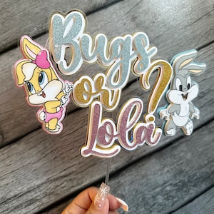 Boy or Girl/Bugs or Lola Cake Topper/ Gender Reveal Party/Gender Reavel CakeTopper/ CakeTopper/Bugs or Lola Cup Cake Toppers