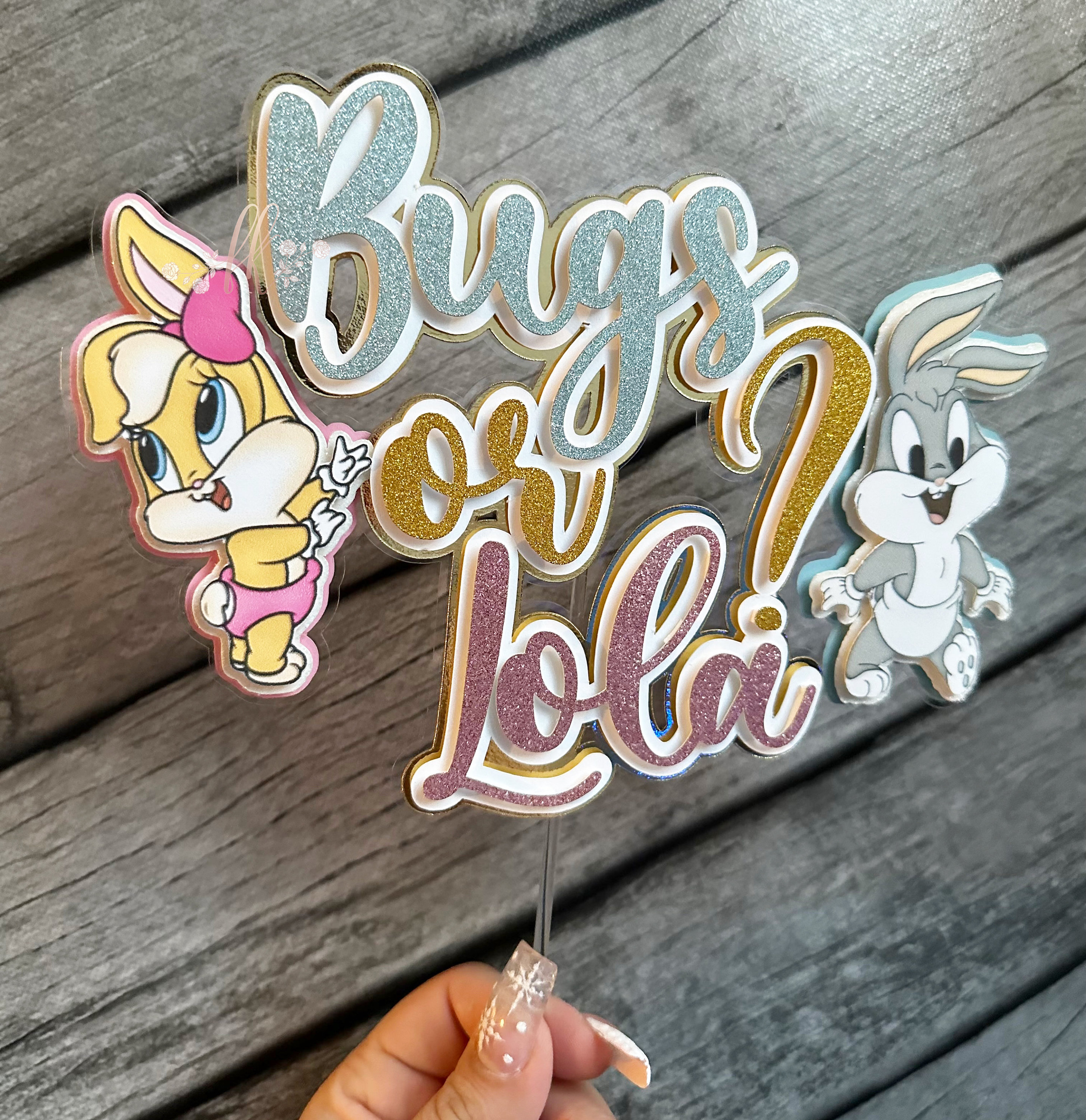 Bugs or Lola Gender Reveal Cake Topper, Gender Revealcupcake