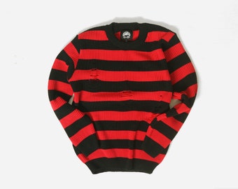 Sliver Black and Red Striped Cobain grunge sweater