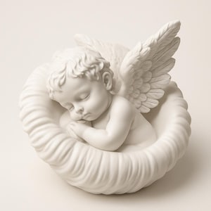 Sleeping Angel Figurine: Concrete Baby Memorial Keepsake (8x7cm)