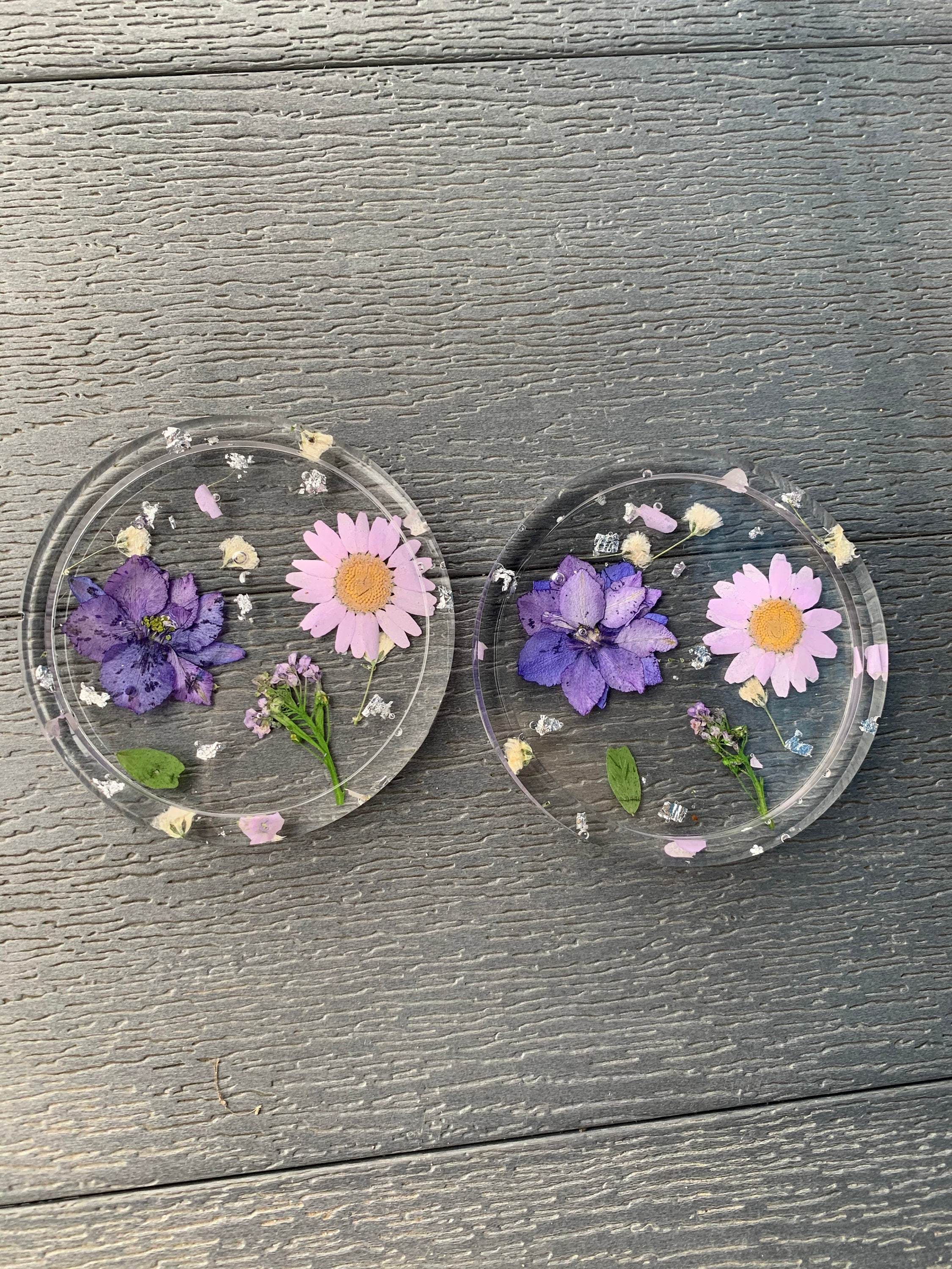 Dried Flower Resin Drink Coaster Etsy