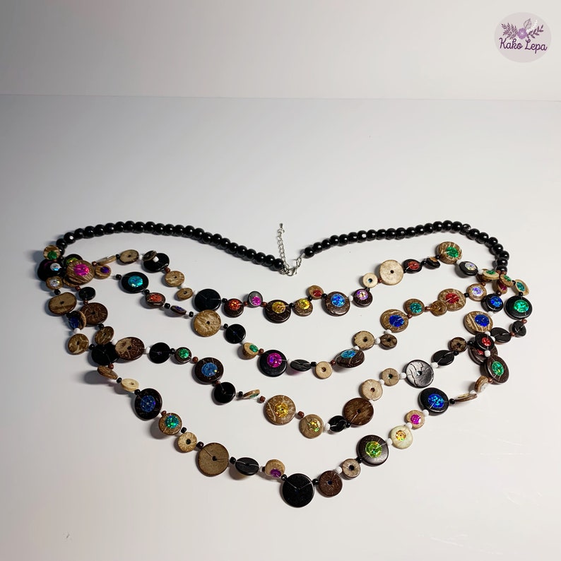 Black Wood Chain Necklace Women Vintage Statement Handmade - Etsy
