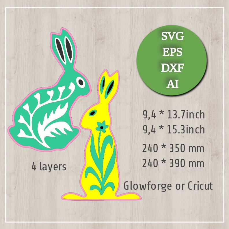 Download Ostern Färbung Svg Bunny 3D Bunny Mandala DXF Laser | Etsy