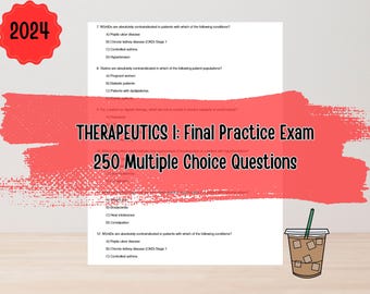 Therapeutics I: FINAL Practice Exam Version 1