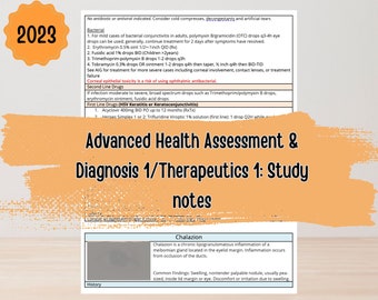 AHAD 1/Therapeutics 1: Study Guides