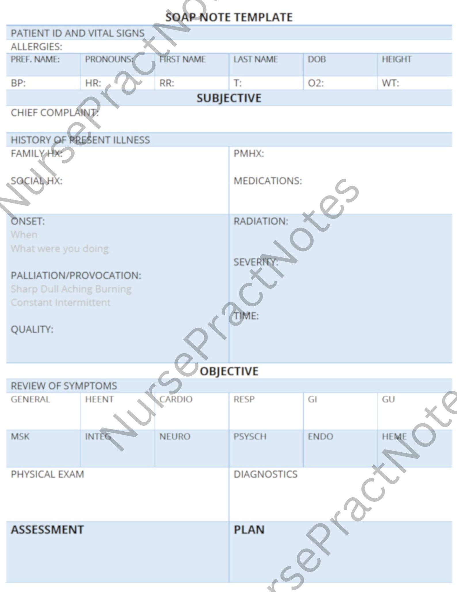 NP SOAP Note Template Etsy NP SOAP Note Template Etsy