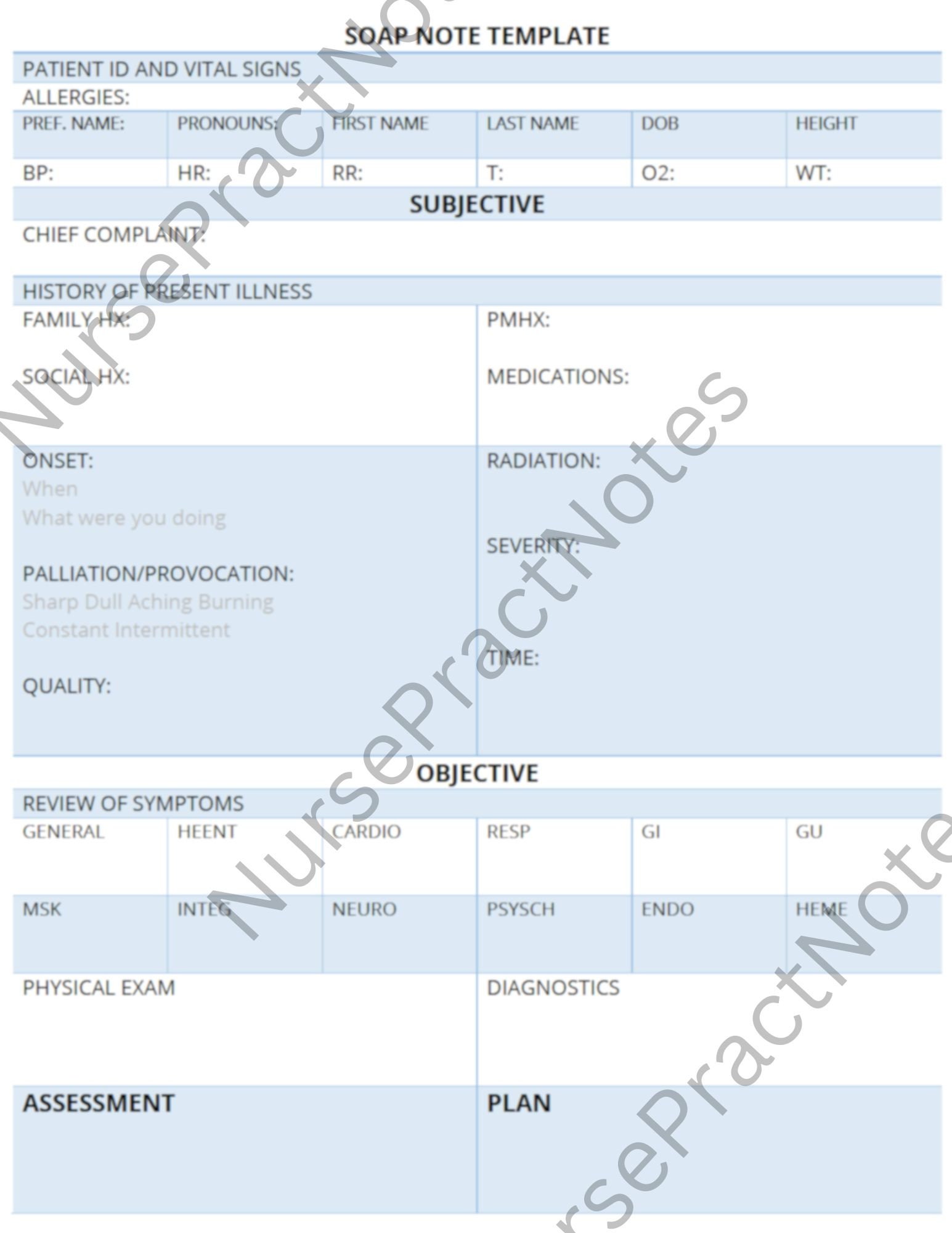 NP SOAP Note Template Etsy NP SOAP Note Template Etsy