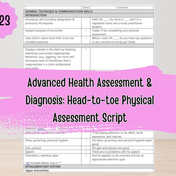 Advanced Health Assessment and Diagnosis Head-to-toe Script