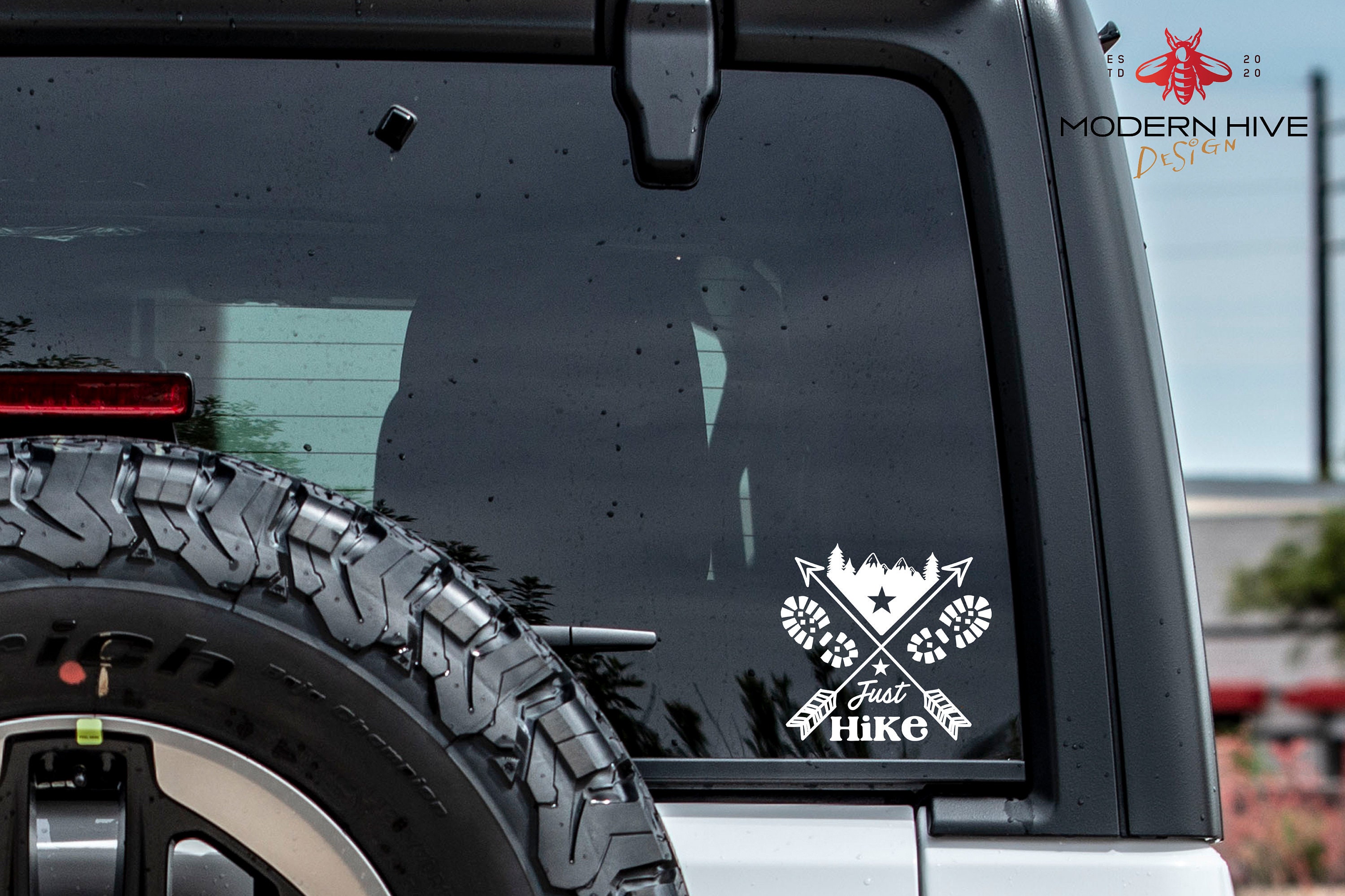 Hiking Car Decal Just Hike Car Stickers Outdoor Adventure Etsy España