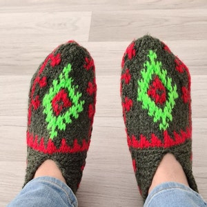 Hand Knitted Wool Socks: Warm Winter Booties, All Sizes