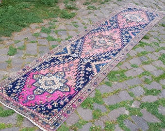 Oriental Rug , Turkish Runner rug , turkish area rug , stair rug , kitchen floor rug , tribal rug , 13.2 x 2.9 Feet   N1238  Carpet  Rug